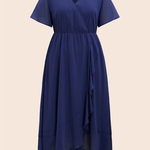 BloomChic Blue Asymmetrical Wrap Dress